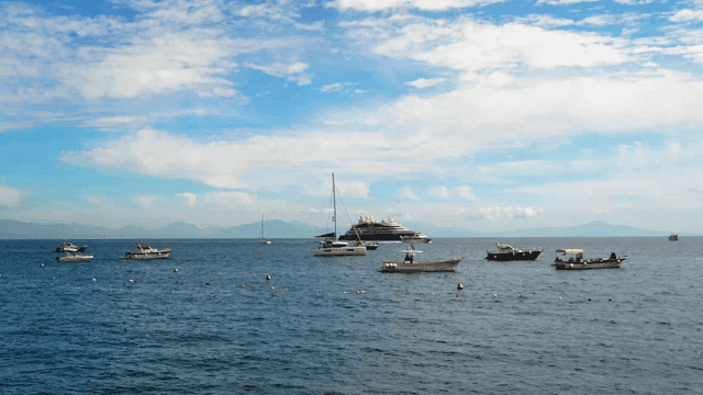Boats and cruises on calm sea
