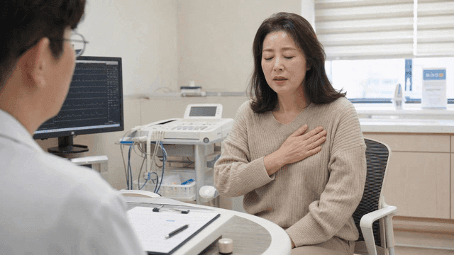 Woman is consulting with doctor at hospital