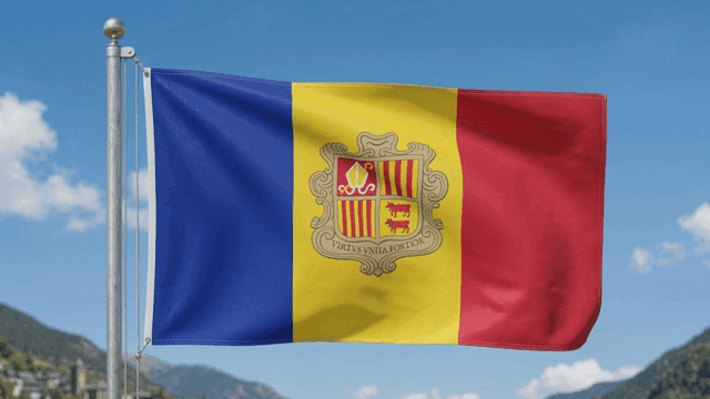 Flag of Andorra waving in the breeze