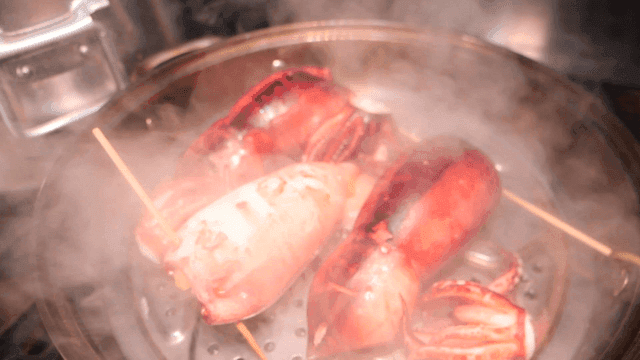 Squid being steamed in a kitchen
