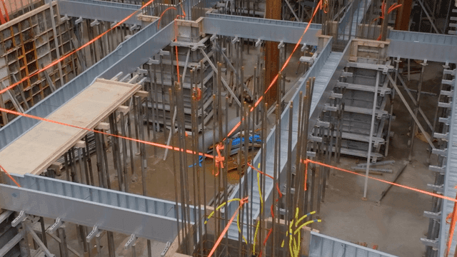 Construction site with metal framework