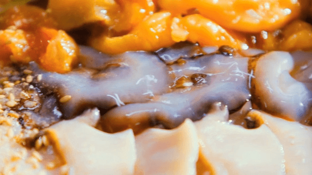 Fresh seafood dish with sesame seeds
