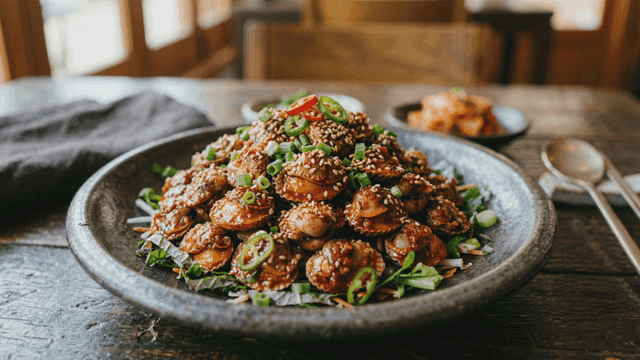 Spicy marinated cockles with sesame seeds