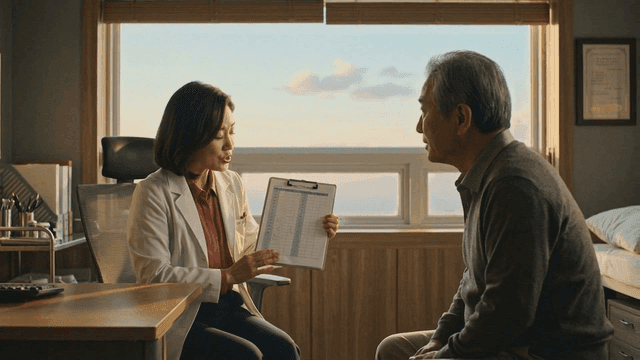 Doctor explaining to elderly patient