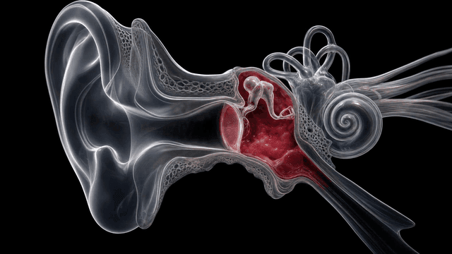 Anatomical details of ear with otitis media