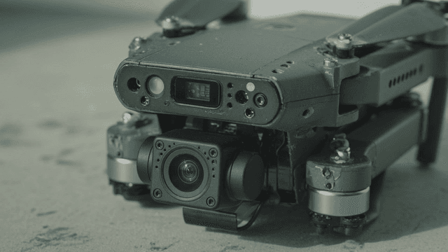 Close-up shot of drone placed on ground