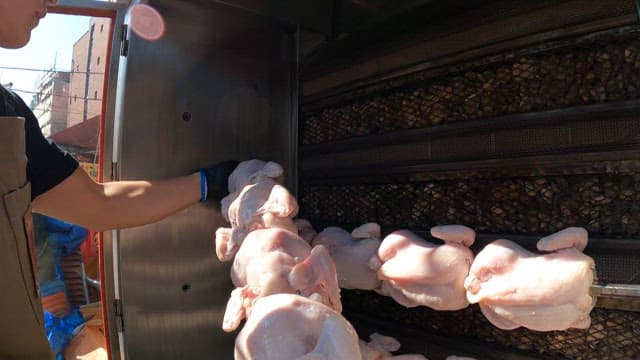 Rotisserie Chicken prepared outdoors