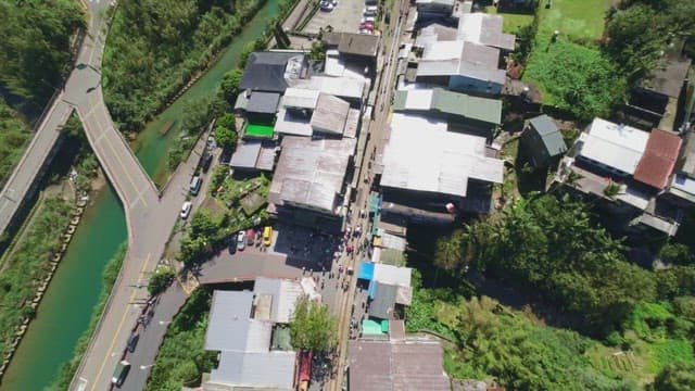 아름다운 철도와 마을의 경치