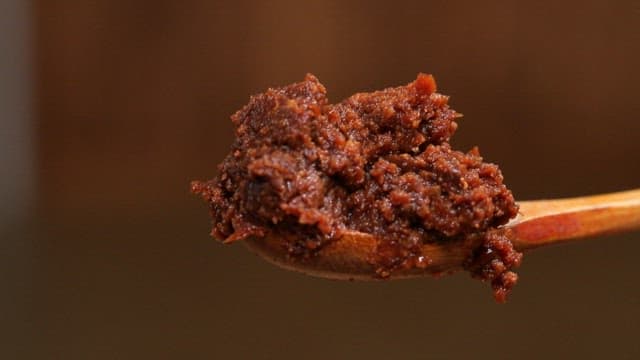 짭짤한 재래식 한국 된장 한 숟가락