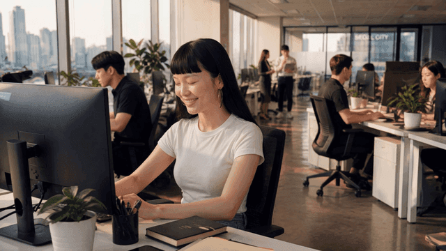 Women working in front of monitor in office