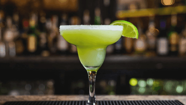 Refreshing green cocktail with lime