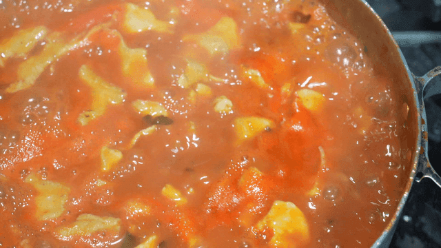 Sight of spicy dumplings boiling