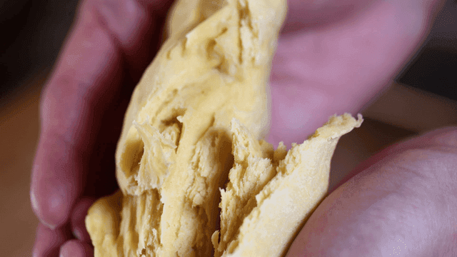 Hand holding dough