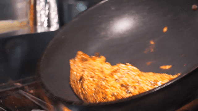 Kimchi fried rice cooked in hot pan