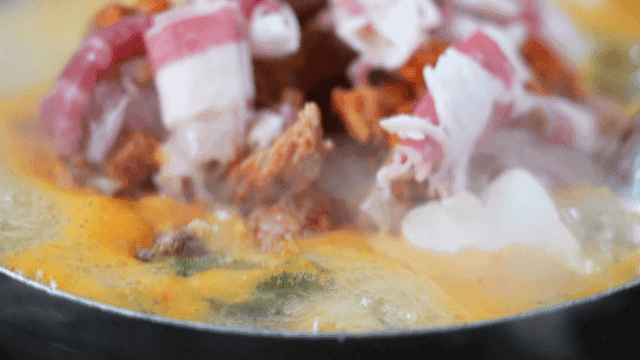 Hot bubbling beef tripe stew