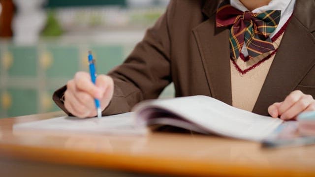 Student studying in a classroom