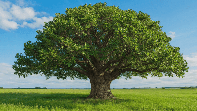 Large tree in wide meadow