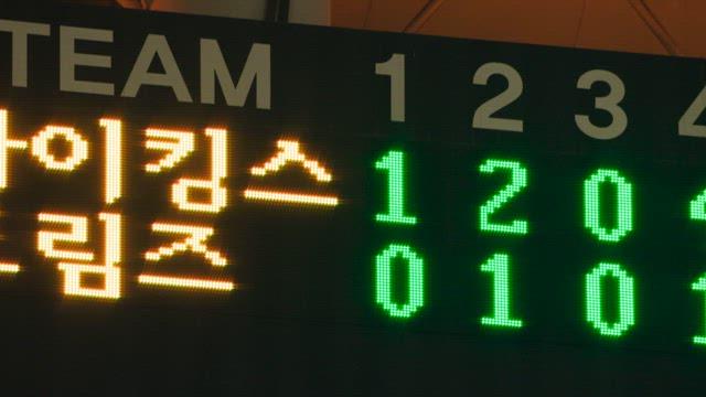 Sports Scores Displayed on the Electronic Display Board