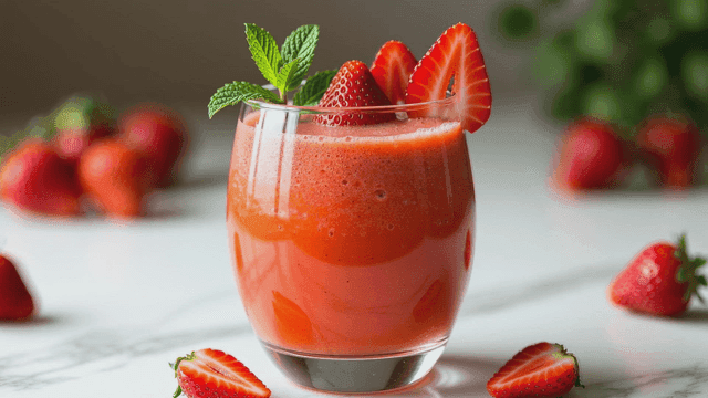 Fresh strawberry smoothie in a glass