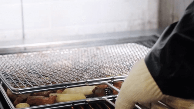 Grilling Korean barbecue on a hot grill