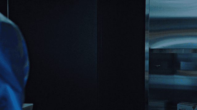 Metal cabinet in dark operating room