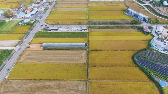 View of rural farmland and roads