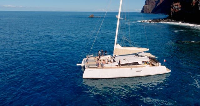 Sailing Yacht on Blue Ocean Waters