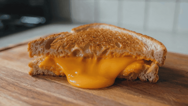 Grilled cheese sandwich with melted cheese