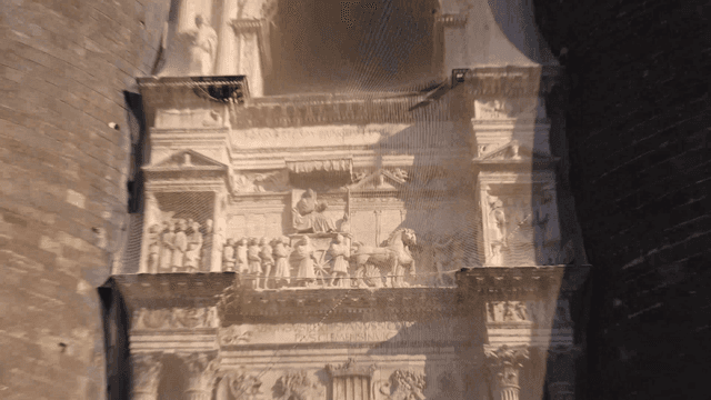 Historic castle with detailed sculptures