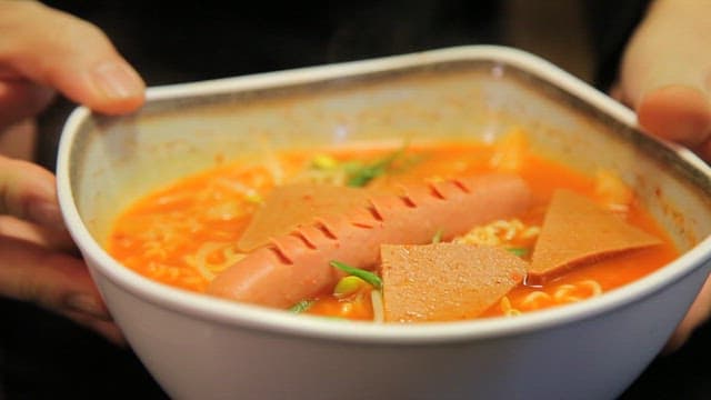 Korean budaejjigae ramen with and sausage