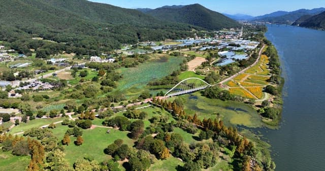 Scenic river with lush greenery