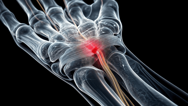 Detailed view of wrist ligament inflammation