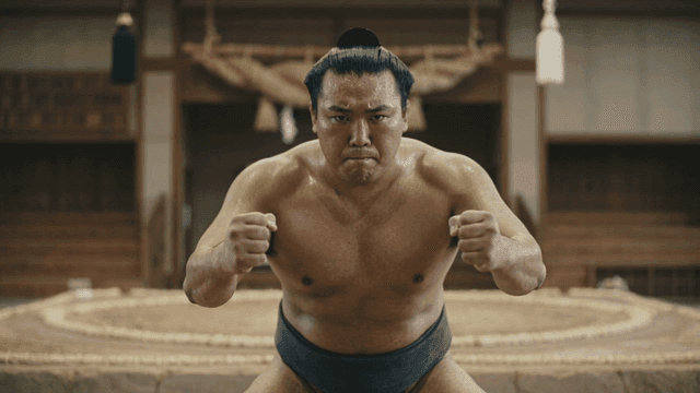 Sumo wrestler preparing for a match