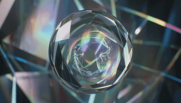 Colorful crystal spheres that reflect light