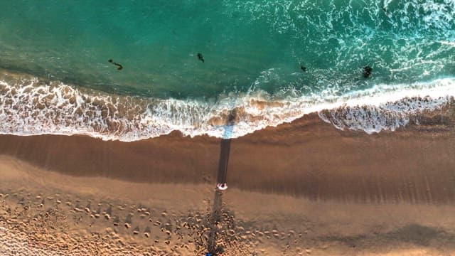 잔잔한 파도가 있는 고요한 해변