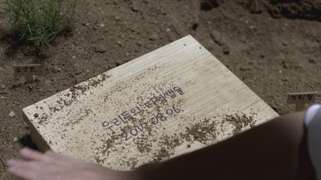 흙 속에 묻힌 타임캡슐을 찾는 장면