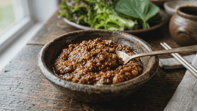 Rich ssamjang with fresh vegetables