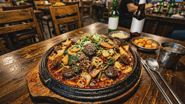Stir-fried sundae at restaurant