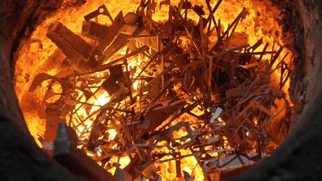 Molten metal in a furnace