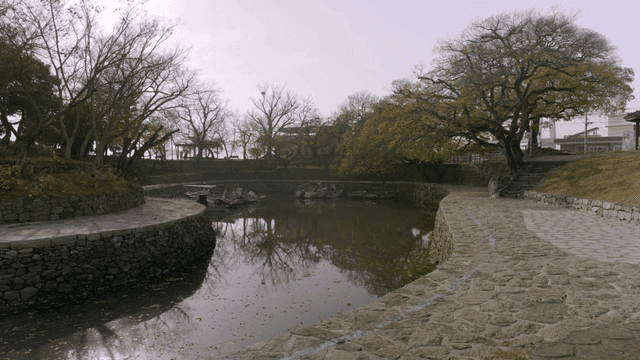 Tranquil lake with boats and trees