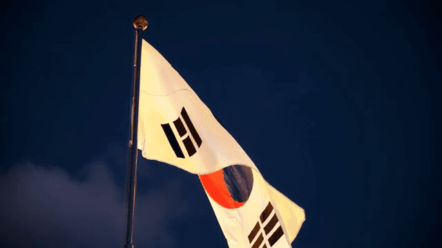 밤하늘에 휘날리는 태극기