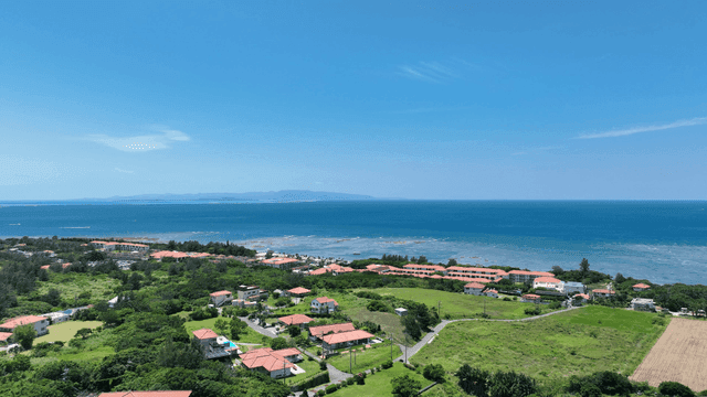 Coastal village with ocean view