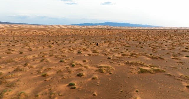 Vast desert landscape with distant mountains