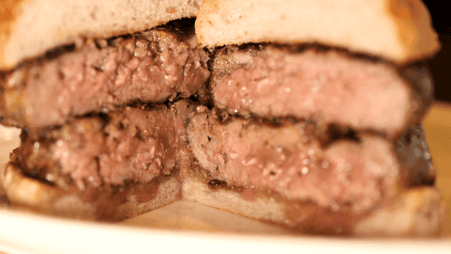 Juicy burger with thick beef patty