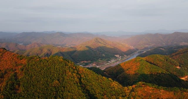 Autumn Foliage on Rolling Mountain Ridge