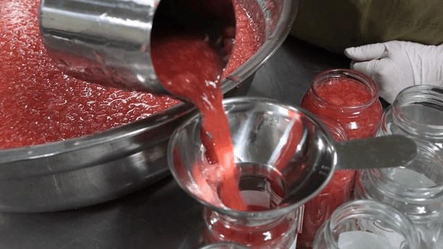 유리병에 수제청을 붓는 장면