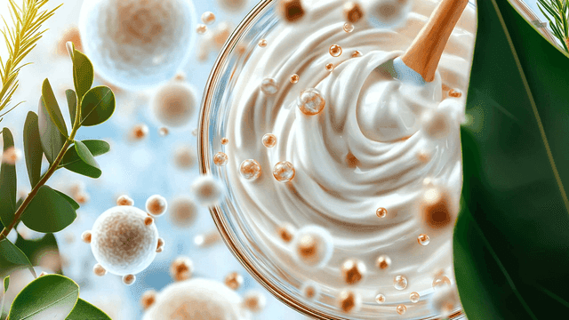 자연 성분과 거품이 있는 크림