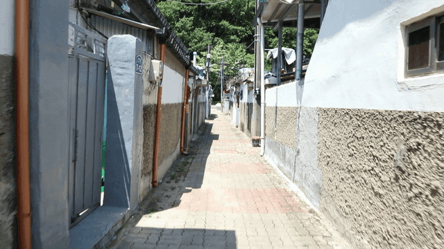 주택 사이의 좁은 골목길