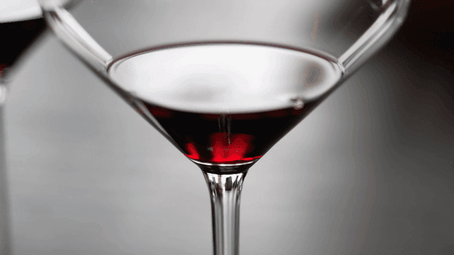Close-up of a wine glass with red wine