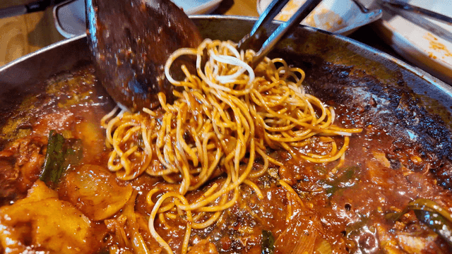 Spicy jjagalbi with noodles